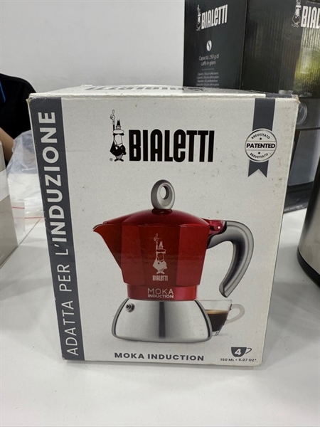 Ấm pha cà phê Bialetti Induction - Màu đỏ - Ngoại hình 98% - Box