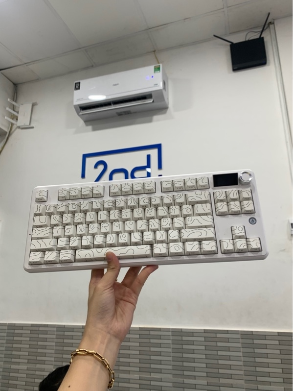 Bàn phím Ajazz AK870 V2 - 3 mod - Màu trắng - Ngoại hình: 98% - Fullbox