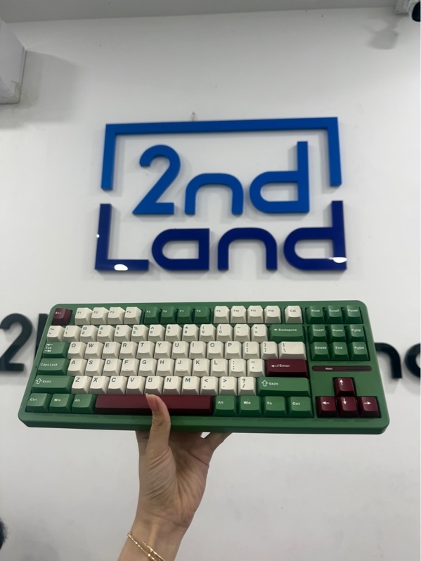 Bàn phím Akko Tac87 matcha red bean - Màu xanh trắng - Ngoại hình 97% - Kèm box , 1 receiver