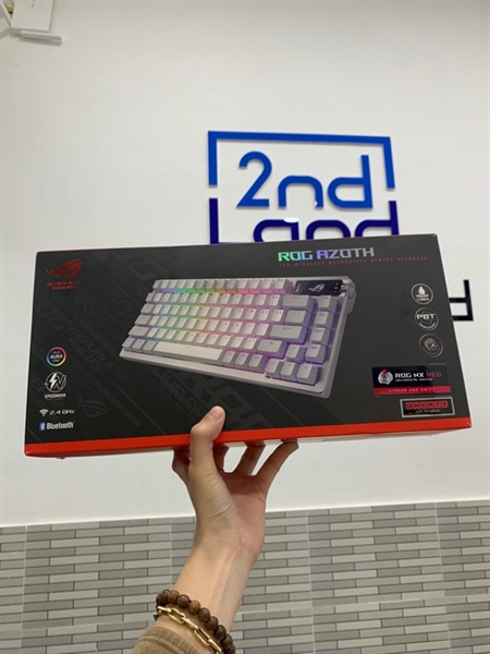 Bàn phím Asus ROG Azoth - 3 mode - Màu trắng - Ngoại hình: 98% - Fullbox 3