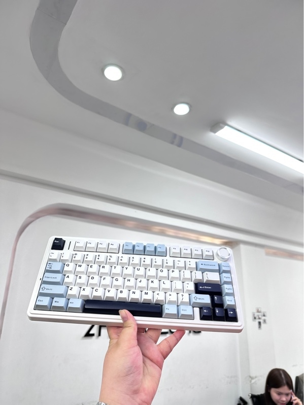 Bàn phím Aula F75 - 3mode bluetooth/ 2.4/ dây - Màu trắng xanh - Ngoại hình 99% - Openbox