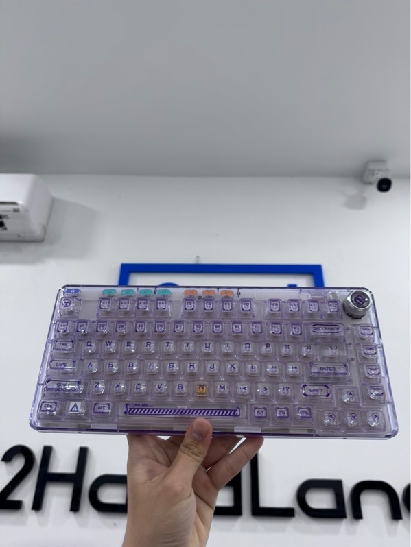 Bàn phím Aula F81 - 3 mode - Màu tím - Ngoại hình 98% - Kèm dây, receiver