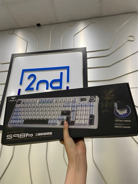 Bàn phím Aula S98 Pro - 3 Mode kết nối - Màu trắng - Ngoại hình: 98% - Kèm Box + dây kết nối + receiver