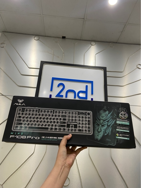 Bàn phím Aula Wind F108 Pro - 3 Mode - Màu xanh băng - Newseal