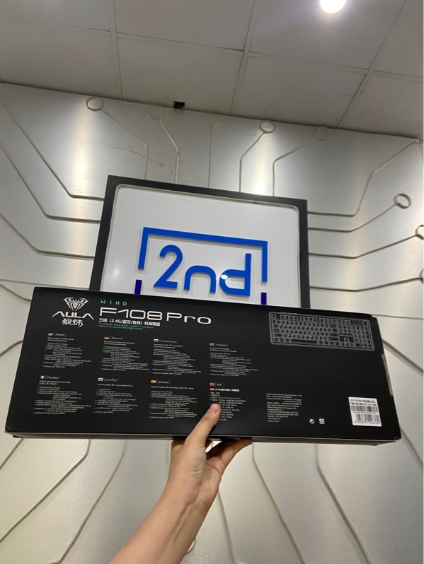 Bàn phím Aula Wind F108 Pro - 3 Mode - Màu xanh băng - Newseal