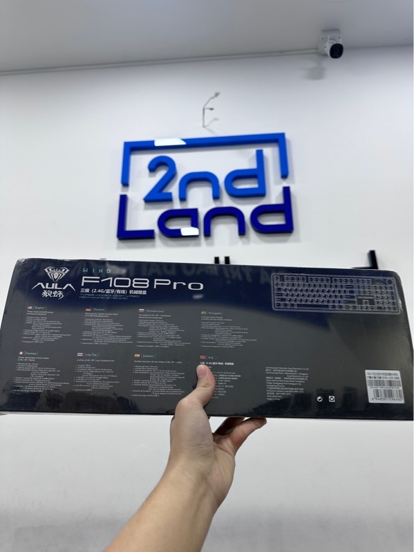 Bàn phím cơ AULA F108 Pro - 3 Mode : dây , receiver , bluetooth - Màu xanh băng - Newseal