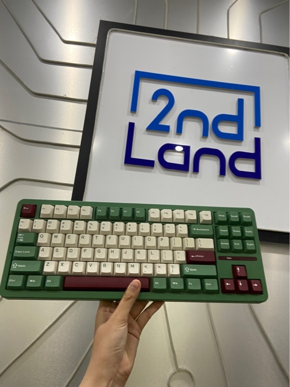 Bàn Phím Cơ Bluetooth Akko TAC87 Matcha Red Bean Stellar Rose - Led RGB - Pink Switch - 3 mode kết nối (Bluetooth/2.4G/Dây) - Màu xanh lá - Ngoại hình: 98% - FullBox