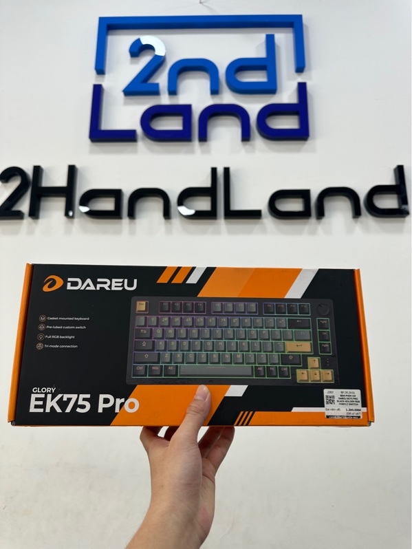 Bàn phím cơ Dareu EK75 Pro - 2 mode: dây và bluetooth - Màu đen - Ngoại hình 97.5% - Mất reciver - Kèm box + dây kết nối