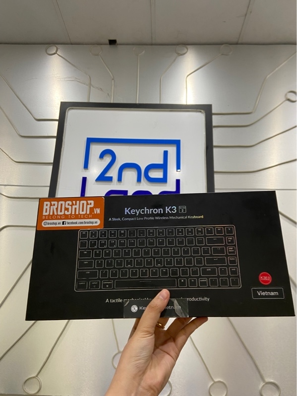 Bàn phím cơ Keychron K3 - 2 mode ( receiver bluetooth ) - Màu xám - Ngoại hình: 98% - Kèm Box