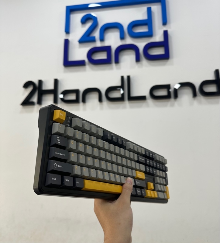 Bàn phím cơ không dây Aula F108 - 3 mode - Màu đen xám vàng - Ngoại hình 98% - Kèm box + Receiver + Dây kết nối