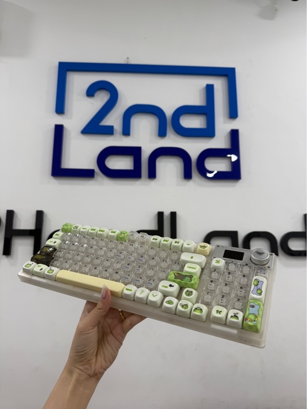 Bàn phím cơ không dây AULA F98 PRO RGB - 3 model - Màu trắng - Ngoại hình 97% - đã thay keycap - Kèm receiver