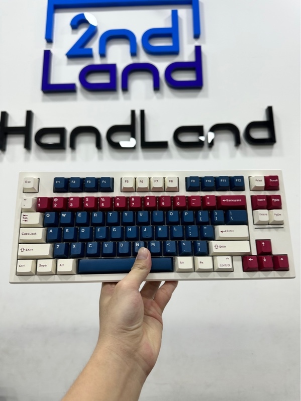 Bàn phím cơ không dây FL-Esports FL750 - 3 mode : receiver , bluetooth , dây - Màu trắng xanh - Ngoại hình 97% - Kèm receiver + Dây
