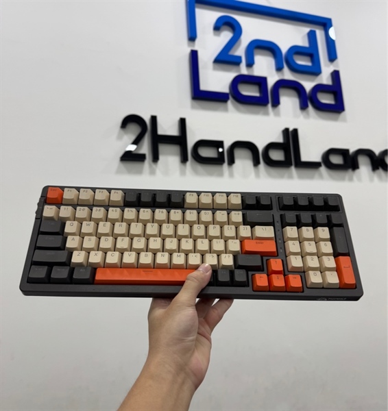 Bàn phím cơ không dây Freewolf K8 có led - 3 mode - Màu xám cam - Ngoại hình 98% - Kèm receiver