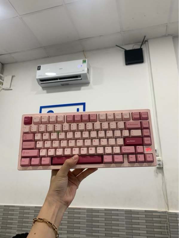 Bàn phím cơ PMO Wave 75 - 3 Mode - Màu hồng - Ngoại hình: 98% - Fullbox