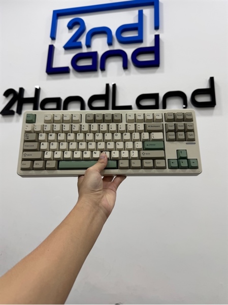 Bàn phím cơ Riccks RS8 - 3mode - Màu xanh trắng - Ngoại hình 98% - Fullbox