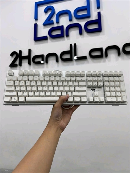 Bàn phím cơ Royal Kludge RK918 Led RGB - 1 mode : dây - Màu trắng - Ngoại hình 98% - Kềm kề tay