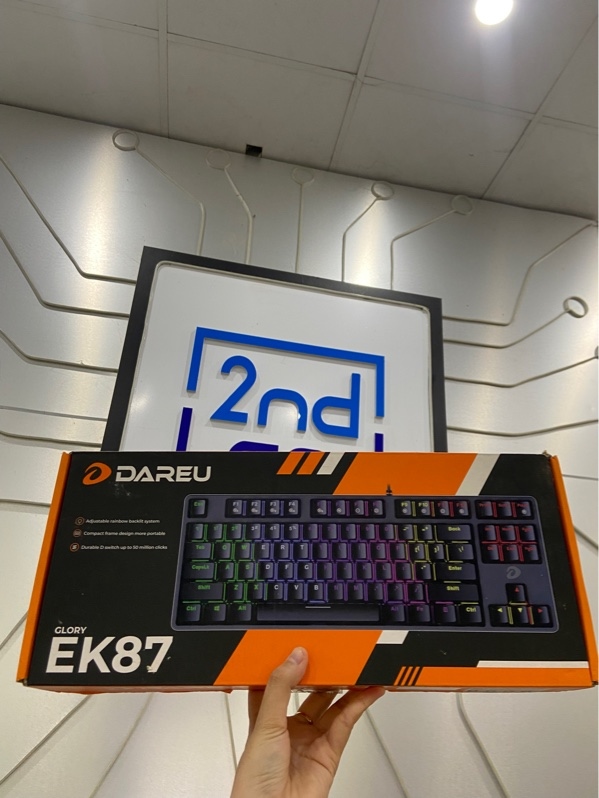 Bàn Phím Dareu EK87 - Led RGB - 1 Mode Dây - Màu đen - Ngoại hình: 98% - Vài phím led bị yếu - Kèm Box - không bảo hành
