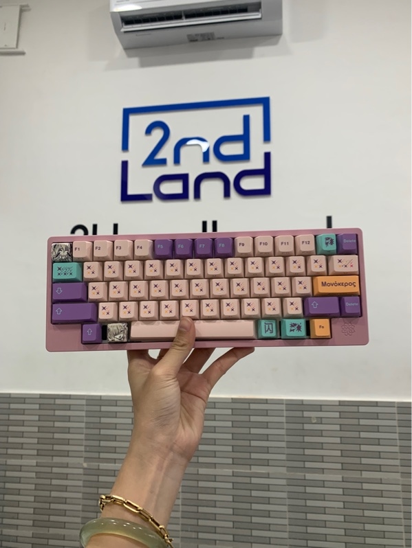 Bàn phím dây Molly 60 - Màu hồng - Ngoại hình: 97% - Trầy body, thiếu keycap zin - Kèm túi