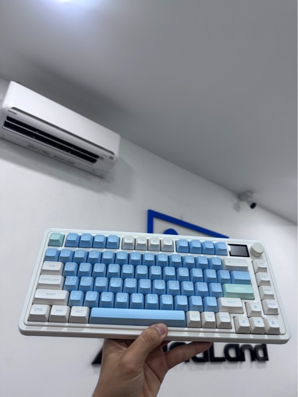Bàn phím FL-ESPORTS CMK75 - 3 mode dây, receiver, bluetooth - Màu trắng xanh - Ngoại hình 97% - Viền trầy đáy trầy - Kèm 1 dây, 1 receiver