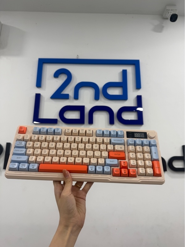 Bàn phím FREEWOLF M96 Dual mode Wireless keyboard - 2mode - Có Led - Màu xanh kem - Ngoại hình 97% - Kèm Box , sạc, receiver