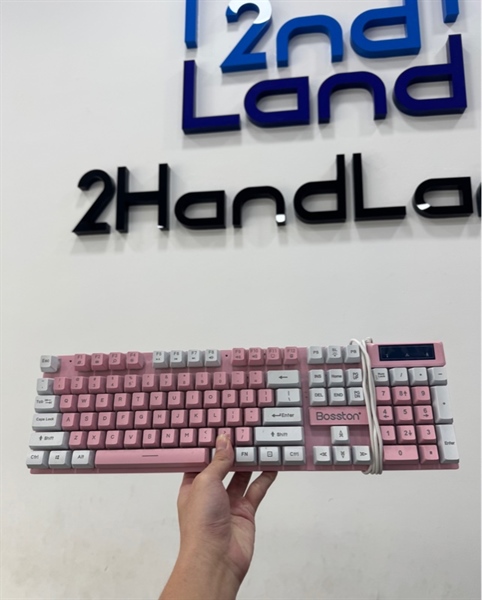 Bàn phím giả cơ Bosston 803 - 1 mode dây - Màu hồng trắng - Ngọa hình 97% - Kèm box