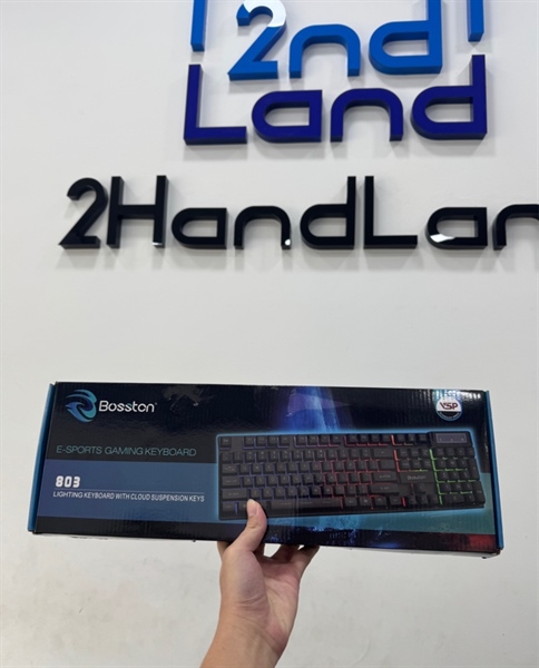 Bàn phím giả cơ Bosston 803 - 1 mode dây - Màu hồng trắng - Ngọa hình 97% - Kèm box 3