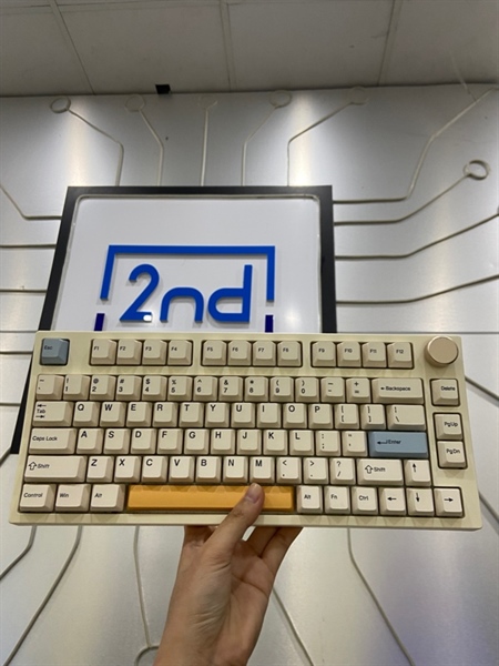 Bàn phím Keydous NJ80 AP Gateron Pro Yellow Switch - 3 Mode - Led RGB - Màu kem - Ngoại hình: 98% - Trầy núm xoay âm lượng - FullBox 1