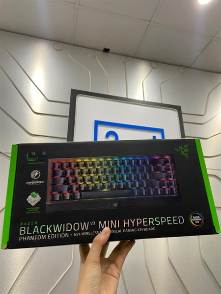 Bàn phím Razer Black Widow V3 Mini Hyperspeed Phantom Edition - 3 Mode: Receiver + dây - Bluetooth - Màu đen - Ngoại hình: 97% - FullBox