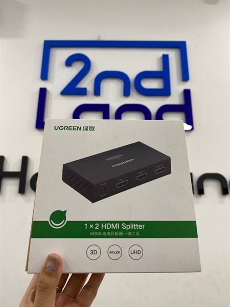 Bộ chia HDMI Ugreen 1x2 Splitter - Màu đen - Ngoại hình 98% - Kèm nguồn , Box