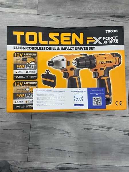 Bộ máy khoan và máy bắt vít 12V Tolsen 79038 - Màu cam - Ngoại hình: 98% - FullBox