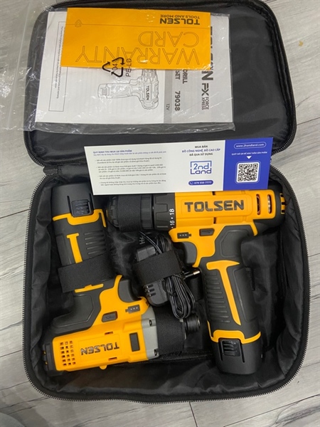 Bộ máy khoan và máy bắt vít 12V Tolsen 79038 - Màu cam - Ngoại hình: 98% - FullBox 1