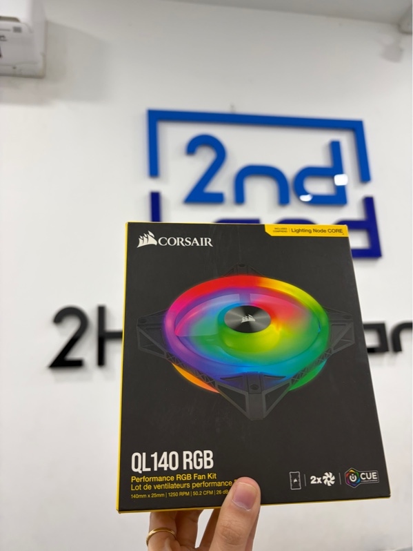 Bộ quạt tản nhiệt Fan kit corsair QL140 RGB - Màu đen - Ngoại hình 98% - Thiếu ốc bắt quạt - Body