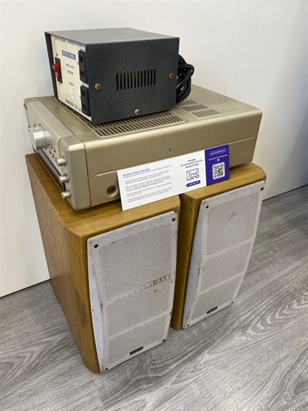 Cặp loa Denon USC M10E - Demon Udra M10 Stereo 2.1 - Màu trắng - Ngoại hình: 97% - Kèm âm ly + nguồn hansun 01SH 100V 350VA 2