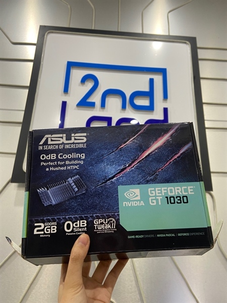 Card Asus GT 1030 - SL 2GB BRK - 2 Mode : HDMI + DVI - Màu đen - Ngoại hình: 98% - Chân bị dơ - FullBox