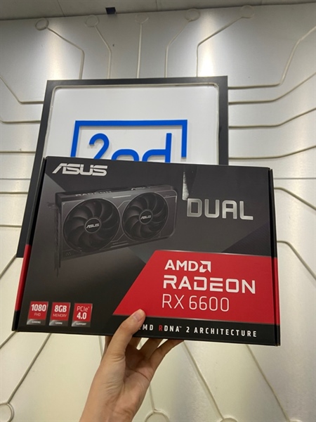 Card đồ họa Asus AMD Radeon RX6600 8GB-V3 - Màu đen - Ngoại hình: 98% - Kèm Box
