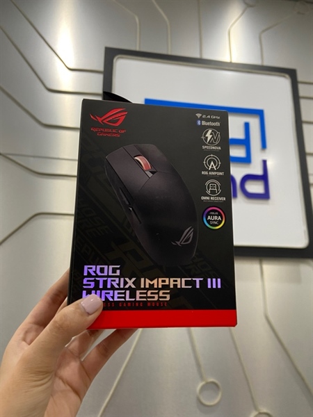 Chuột Asus Rog Strix Impact 3 Wireless - 2 Mode: Bluetooth + Receiver - Màu đen - Ngoại hình: 98% - FullBox 3