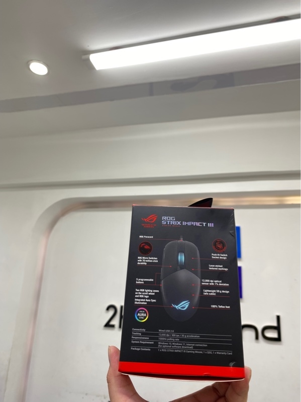Chuột chơi game có dây Asus ROG Strix Impact III - Màu đen - Newseal