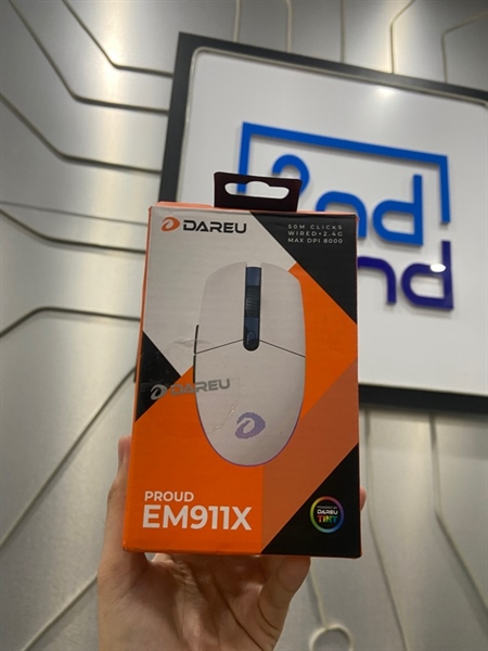 Chuột Dareu EM911X - 2 Mode : dây + Wireless - Màu trắng - Ngoại hình: 97% - Kèm Box