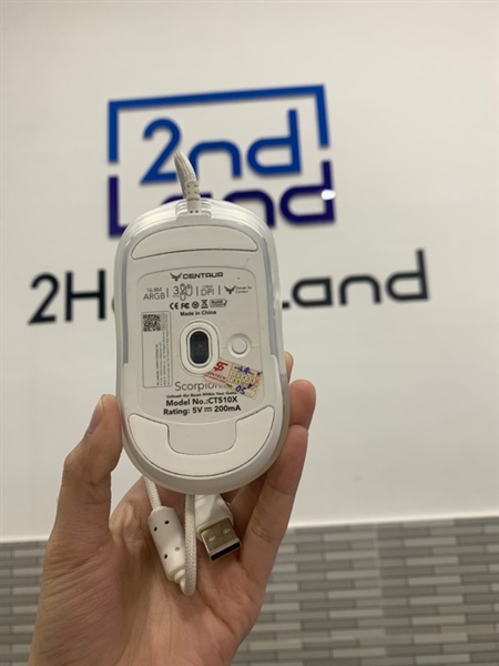 Chuột dây Centaur CT510X - Màu trắng - Ngoại hình: 98% - Ố vàng - Fullbox, kèm 2 vỏ chuột thay thế màu trắng 3