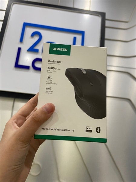 Chuột không dây công thái học Ugreen MU008 - Màu đen - Ngoại hình: 98% - Kèm Box + receiver
