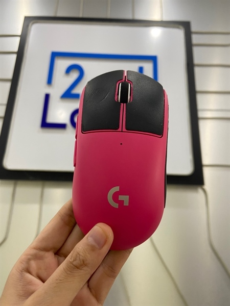 Chuột Logitech ProX Supper Light 2 - 2 Mode: Dây, Receiver - Màu hồng - Ngoại hình: 97% - Có dán Girp Tape - Body 1