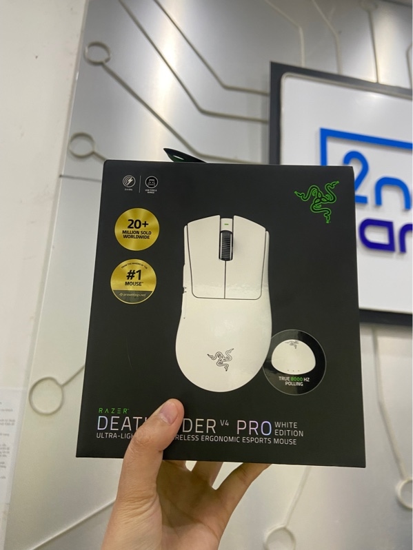Chuột Razer Deathadder V4 Pro - 2 mode dây + reciever - Màu trắng đen - Ngoại hình: 98% - FullBox