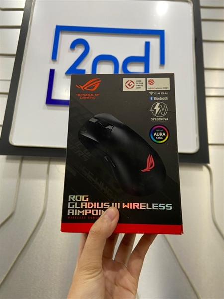 Chuột ROG Gladius III Wireless Aimpoint - 3 Mode : 2.4GHz/Bluetooth/Dây dongle - Màu đen - Ngoại hình: 98% - FullBox 3