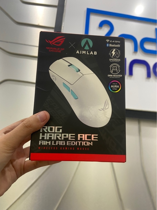 Chuột ROG Hapre Ace Aim Lab - 3 mode : 2.4/dây/bluetooth - Màu trắng - Ngoại hình: 97% - Fullbox
