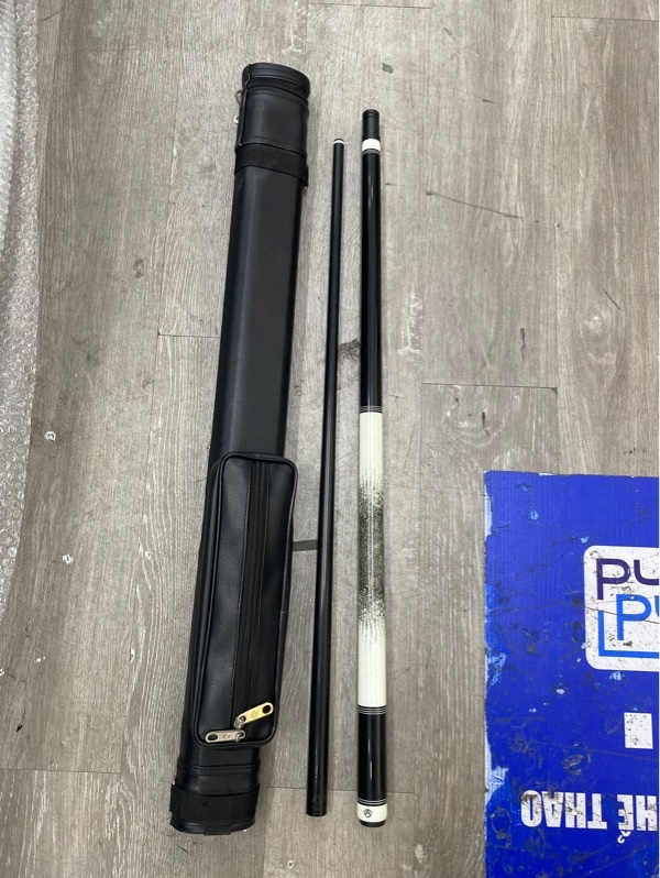 Cơ bida dòng Allin Crazy Composite ngọn phủ carbon - Màu trắng đen - Ngoại hình 97.5% - Kèm túi