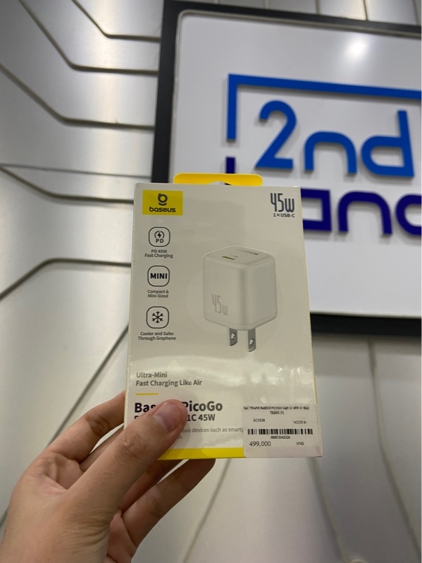 Củ sạc nhanh Baseus PioGo Gan 1C 45W - Màu trắng - Newseal