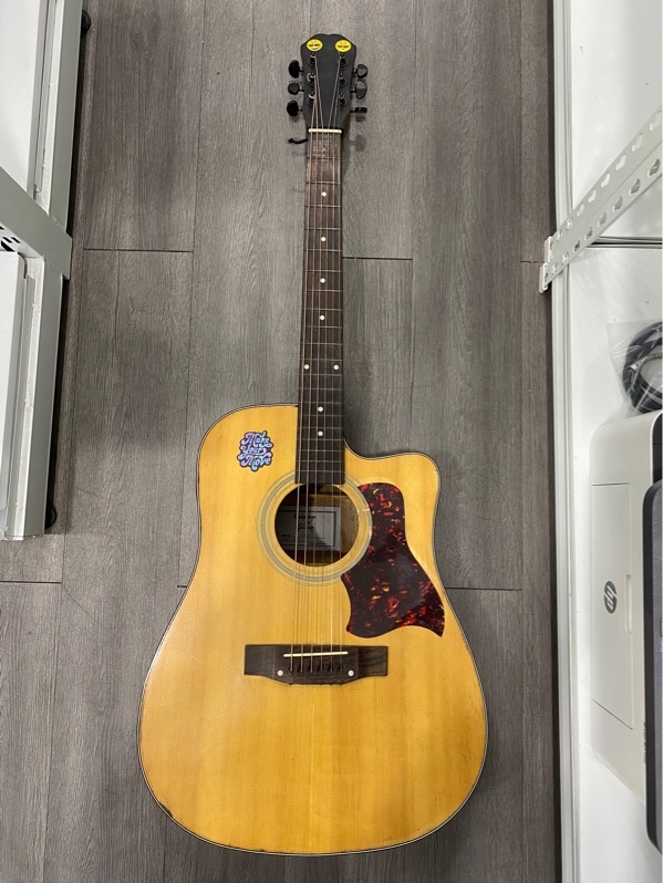 Đàn Guitar Acoustic Epiphone by Gibson PR350 - Màu nâu - Ngoại hình 97% - dây rỉ, ốc rỉ, có EQ, hoạ tiết tự gia công bị méo - Kèm túi