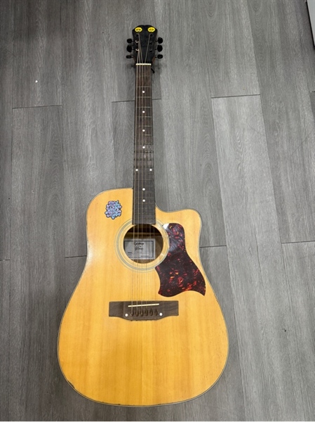 Đàn Guitar Acoustic Epiphone by Gibson PR350 - Màu nâu vàng - Ngoại hình 97% - Dây gỉ , ốc gỉ , họa tiết tự gia công bị méo , có EQ - Kèm túi