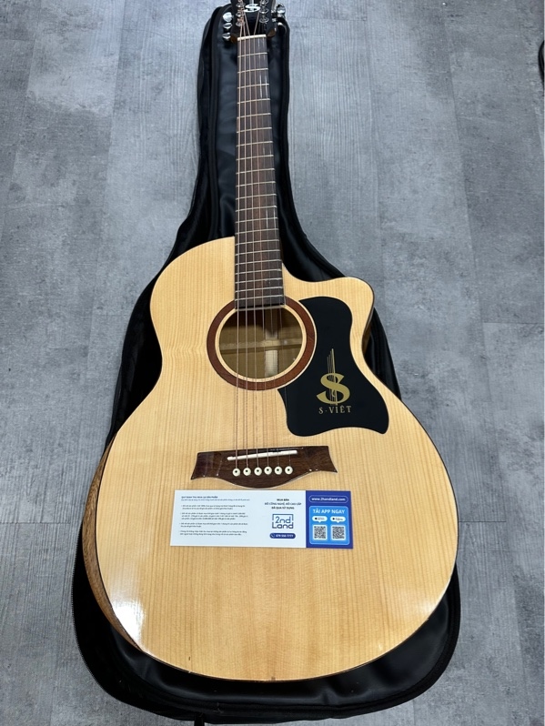 Đàn Guitar Acoustic ES180Suppro Chính hãng S Việt - Màu vàng gỗ - Ngoại hình 97% - Kèm túi