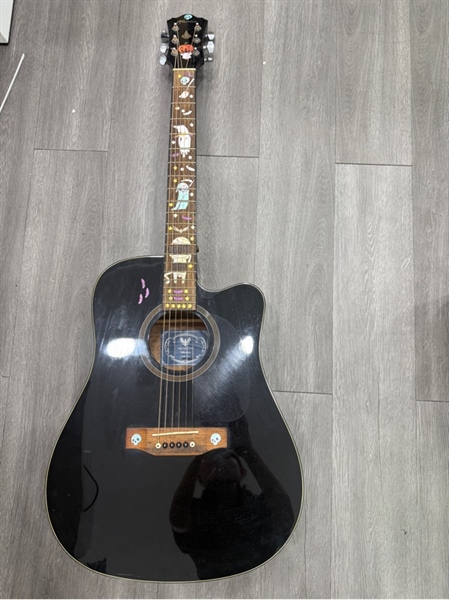 Đàn Guitar Acoustic Mantic AG1C-BK - Màu đen - Ngoại hình 98% - Dán sticker nhiều trên cần đàn - Kèm túi